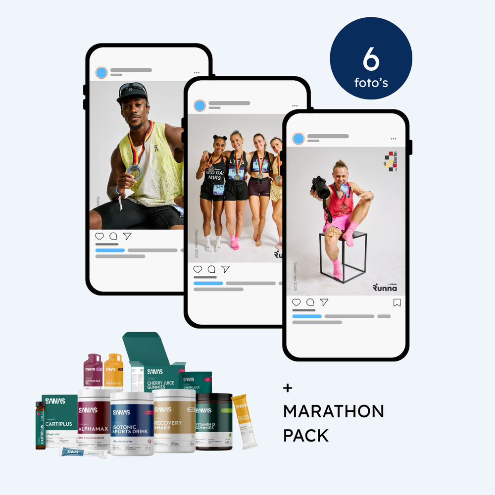 Finish Portretten - 6 foto's + SANAS halve marathon pack ⭐ - Duursportvoeding