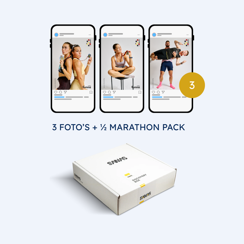 Finish Portretten - 3 foto's + SANAS halve marathon pack - Duursportvoeding