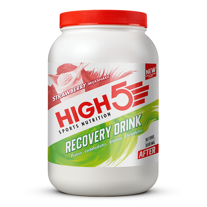 High5 Milkshake Recoverydrink Aardbei (1,6kg) - Met Cafeïne - High5 - Aardbei