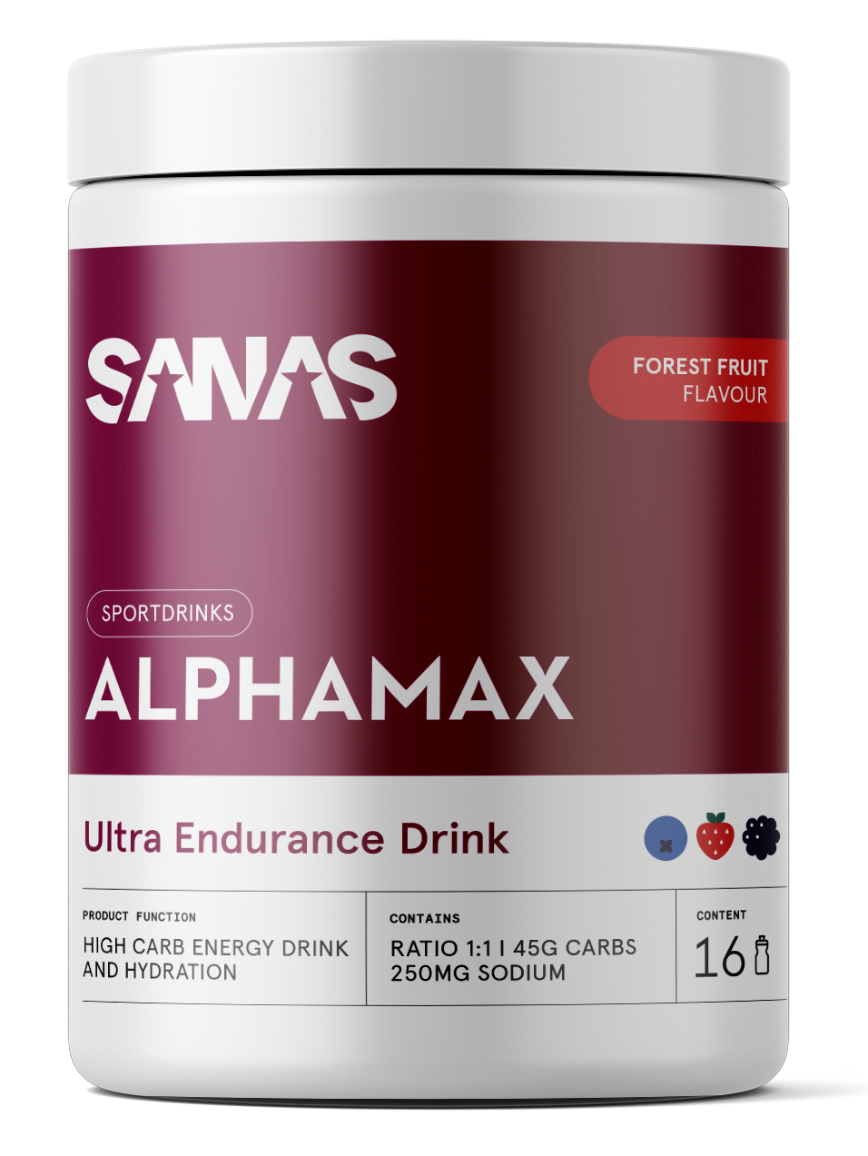 Sanas Sportdrank Alphamax Bosfruit (760g) - Sanas - Bosfruit