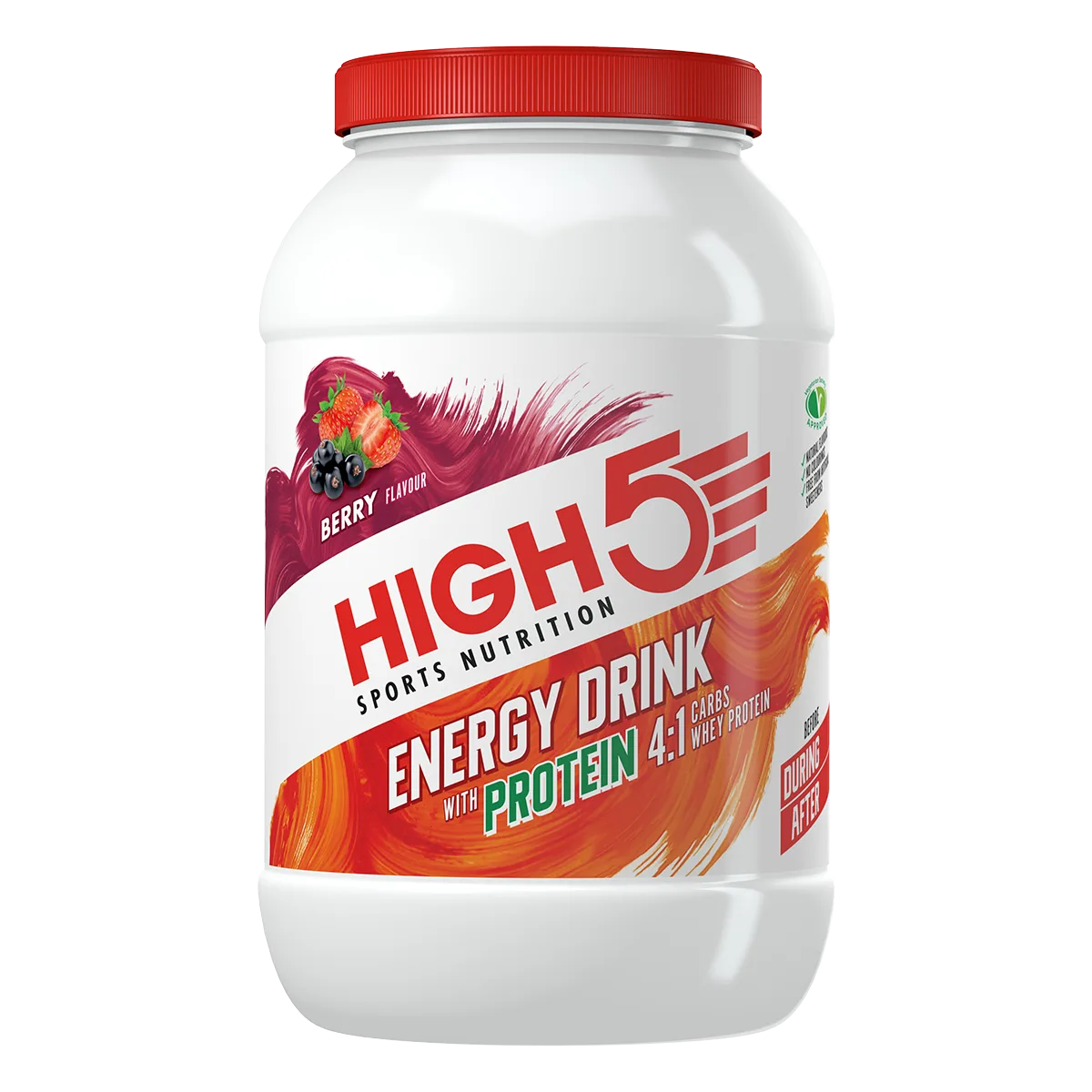 High5 Sportdrank Energydrink With Protein Bessen (1,6kg) - Met Cafeïne
